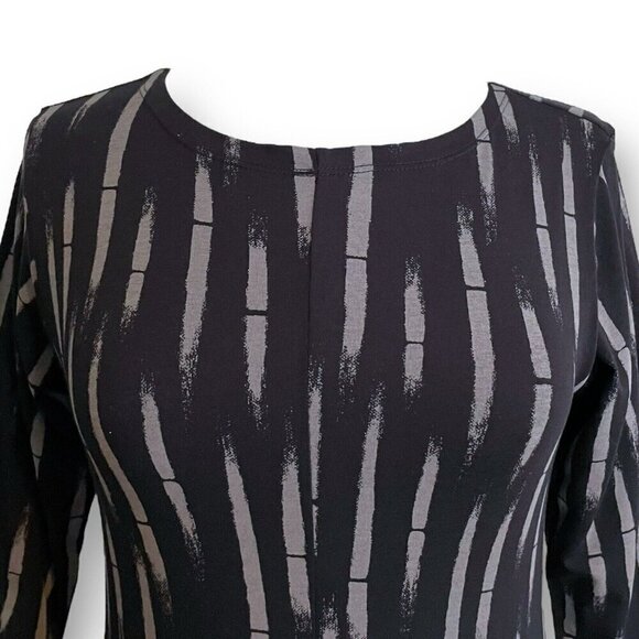 MxM by Matthildur Womens Dress XS Black Gray Stripe Midi Lagenlook Minimalist - Picture 5 of 8